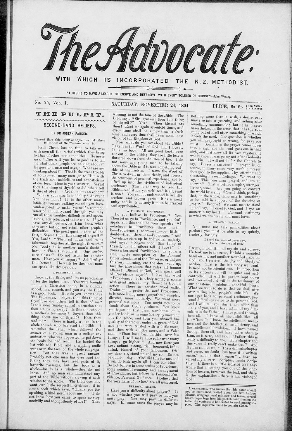 The Advocate: 24th November 1894
