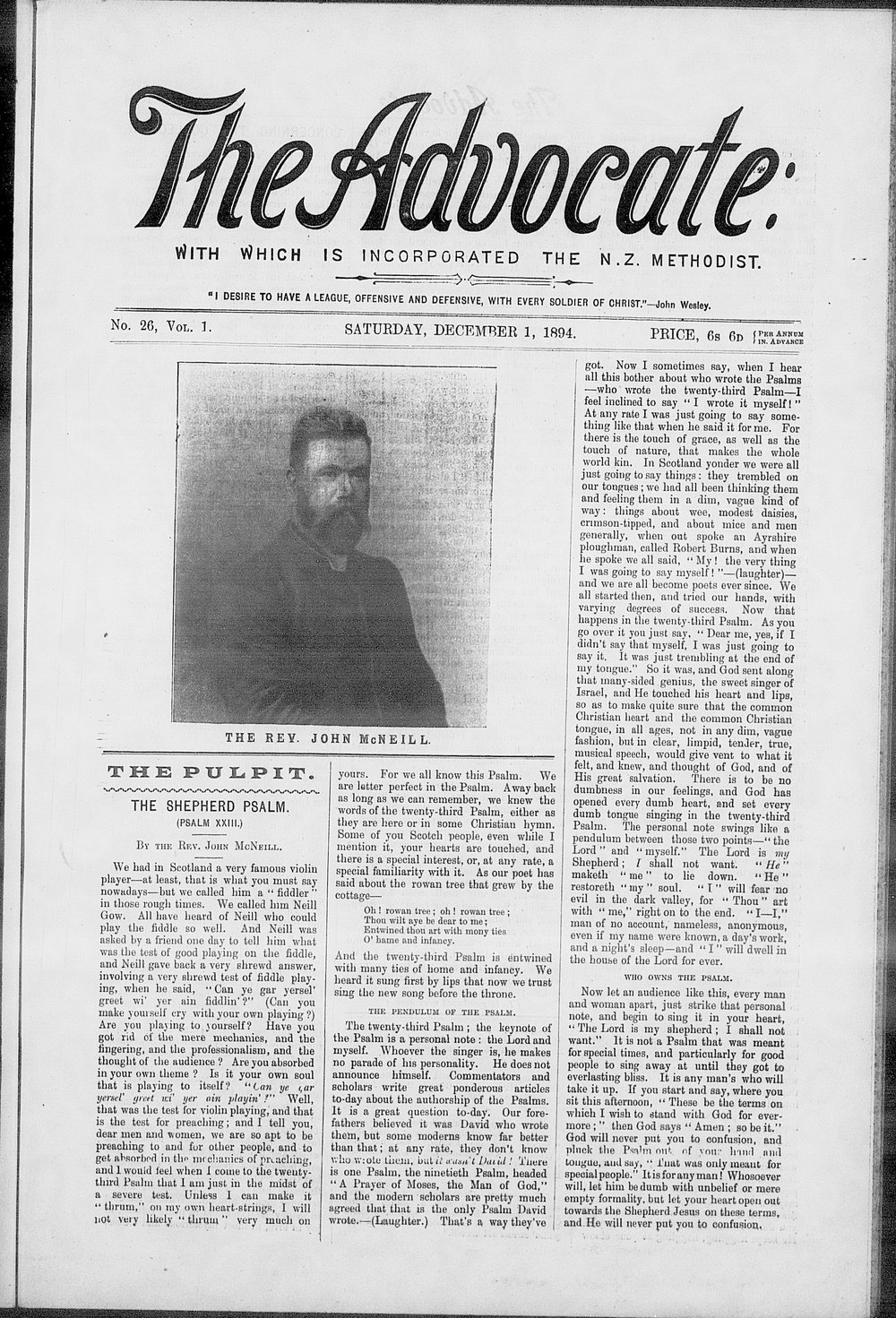 The Advocate: 1st December 1894