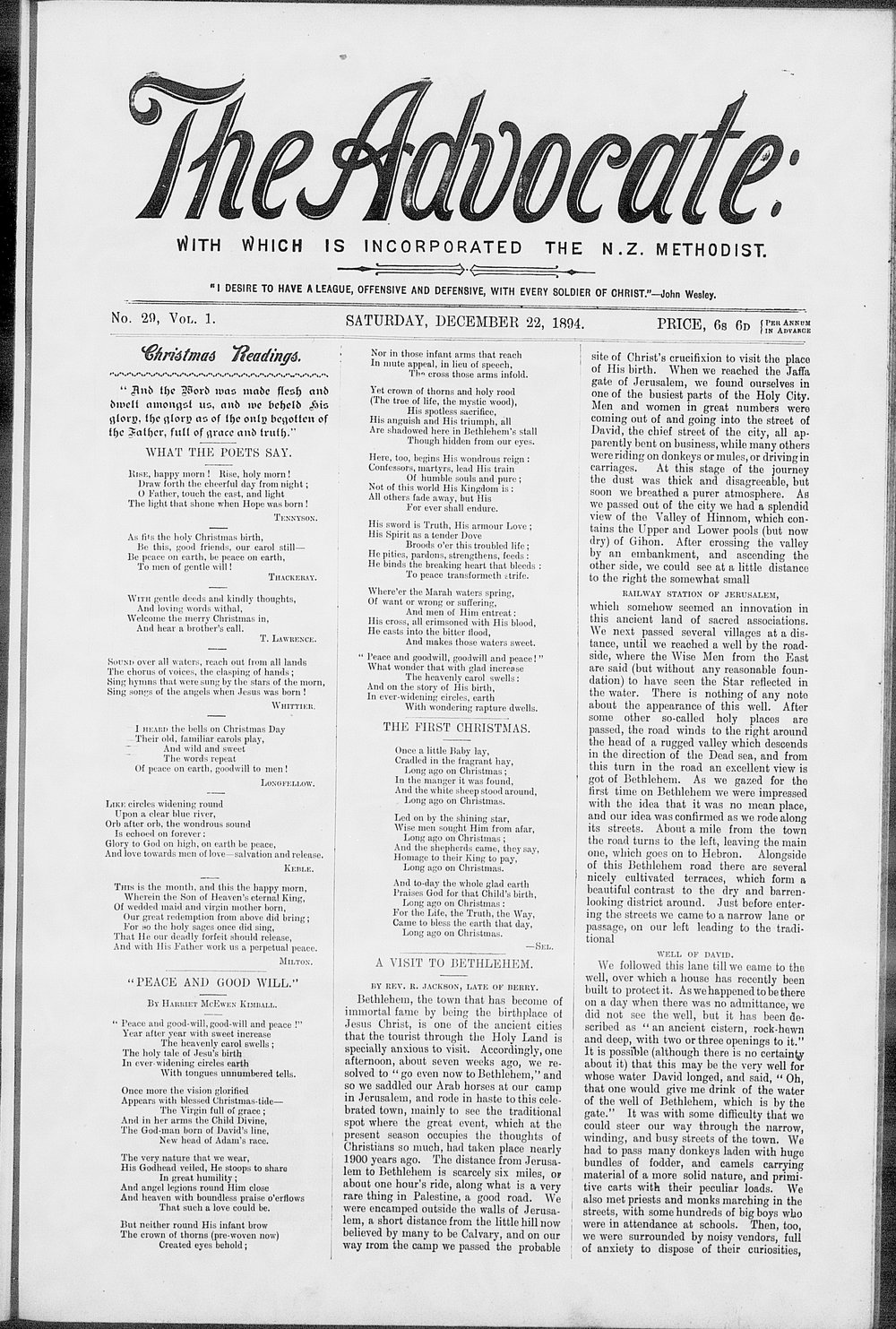 The Advocate: 22nd December 1894