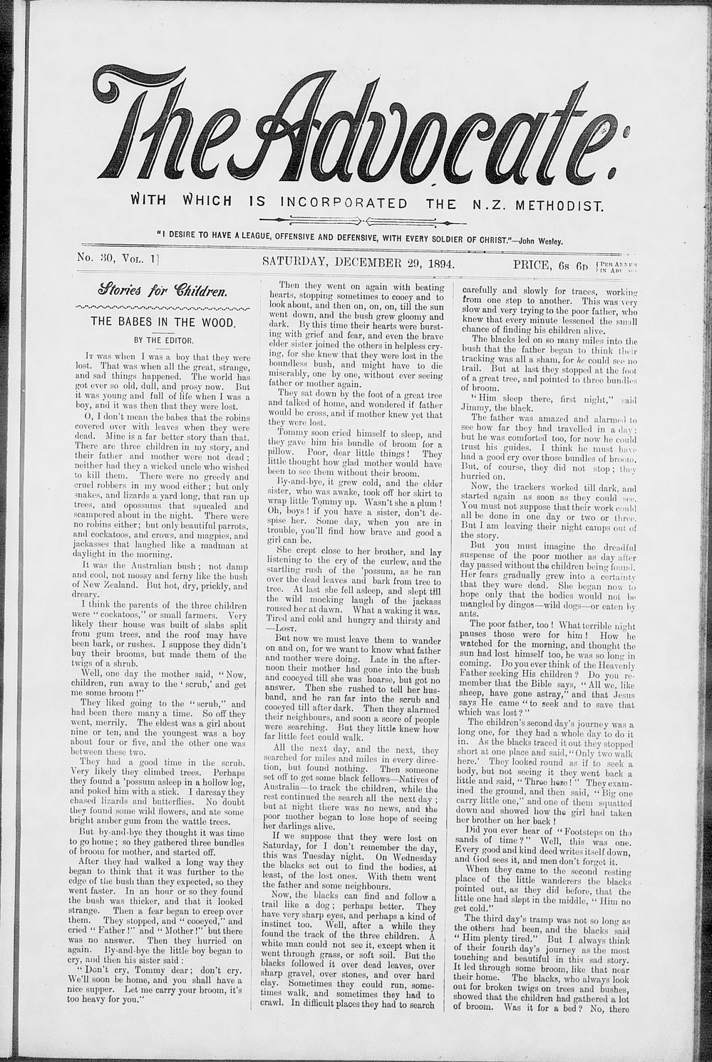 The Advocate: 29th December 1894
