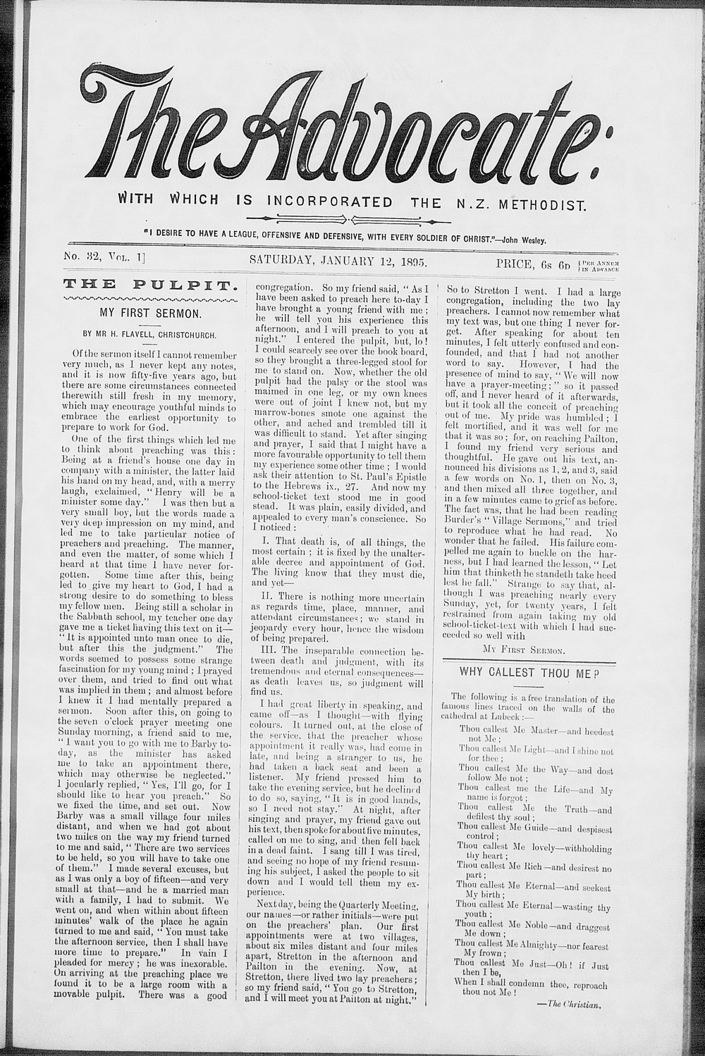 The Advocate: 12th January 1895