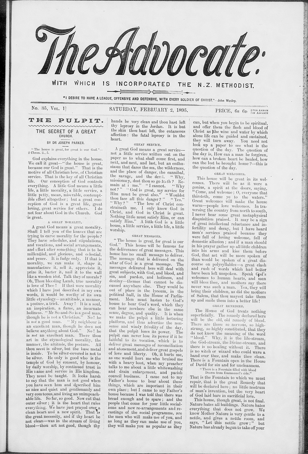 The Advocate: 2nd February 1895