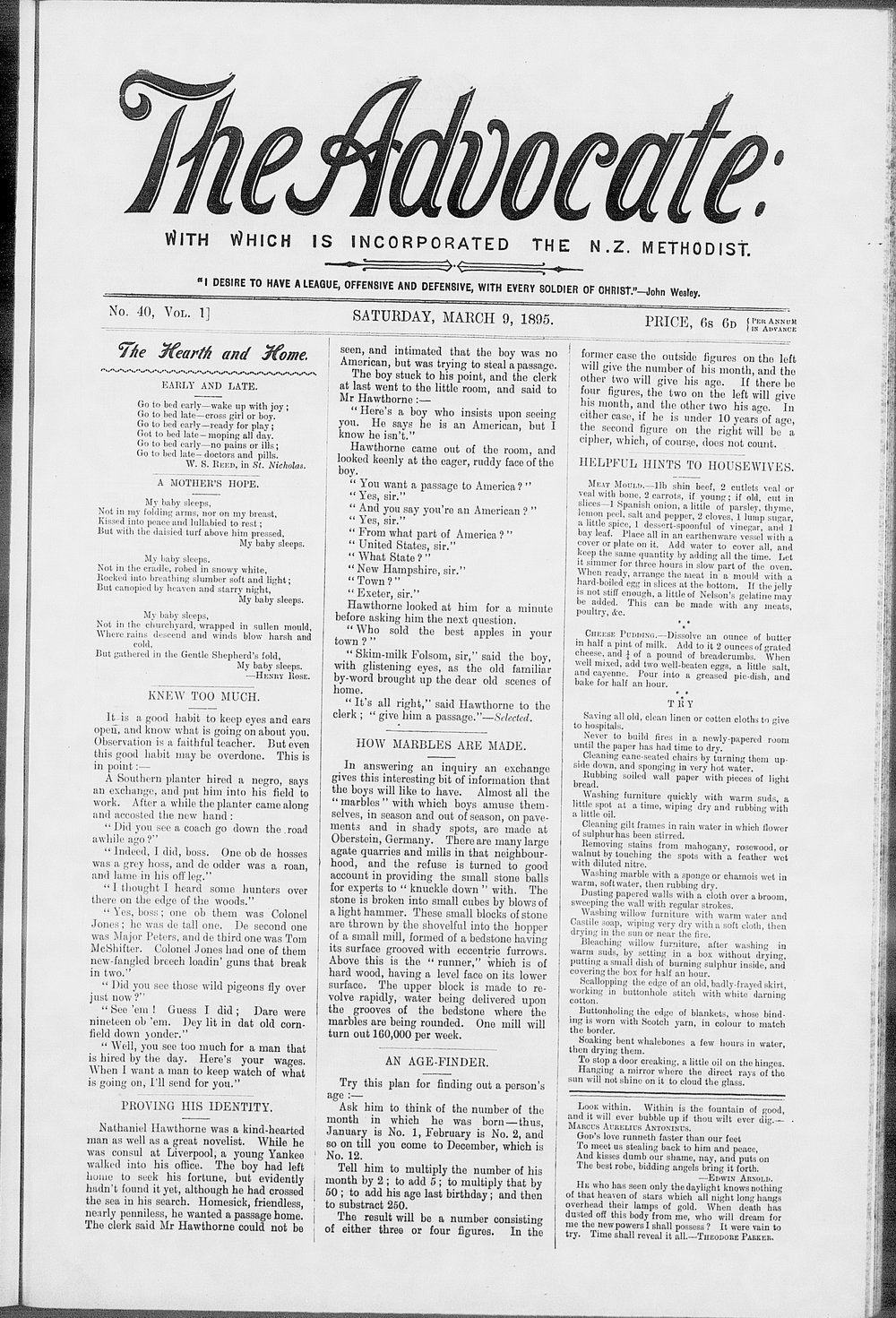 The Advocate: 9th March 1895