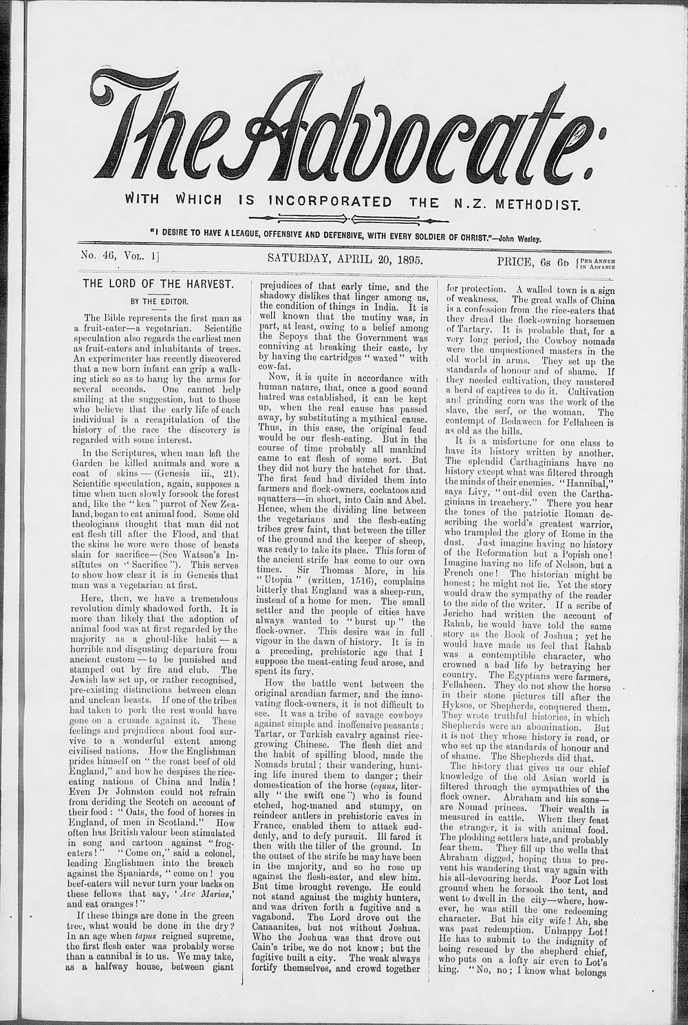 The Advocate: 20th April 1895