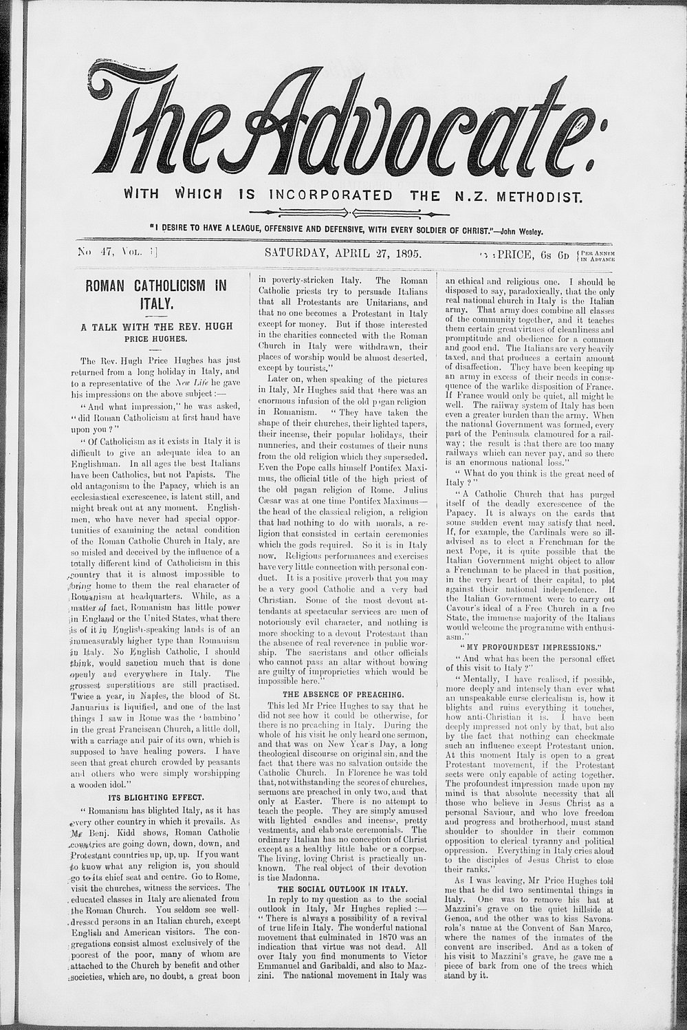 The Advocate: 27th April 1895