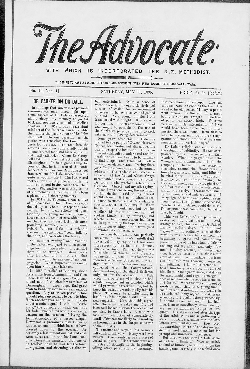 The Advocate: 11th May 1895