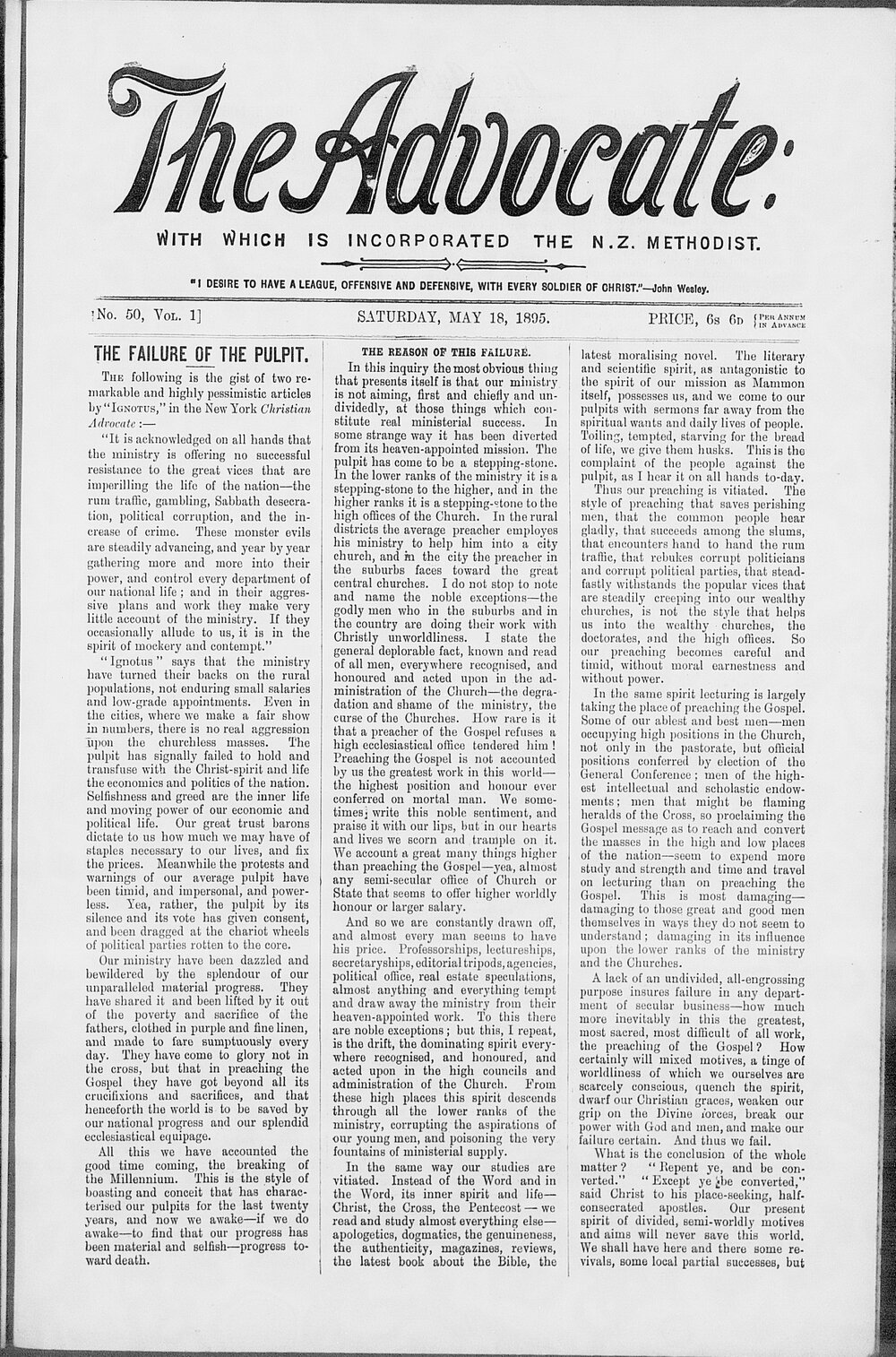 The Advocate: 18th May 1895