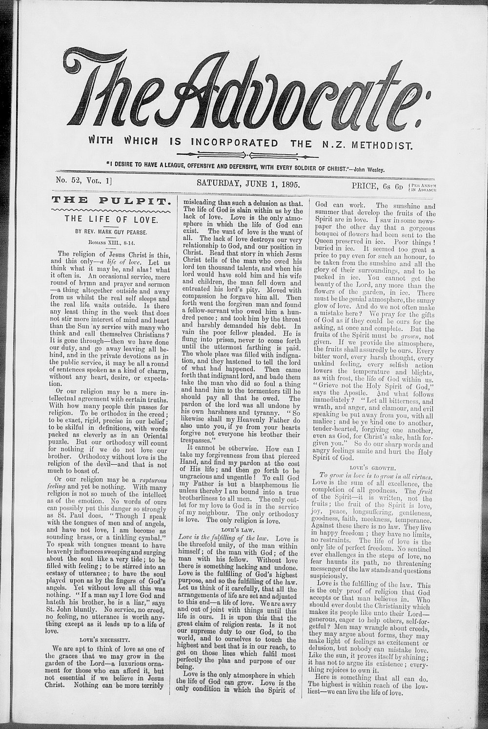 The Advocate: 1st June 1895