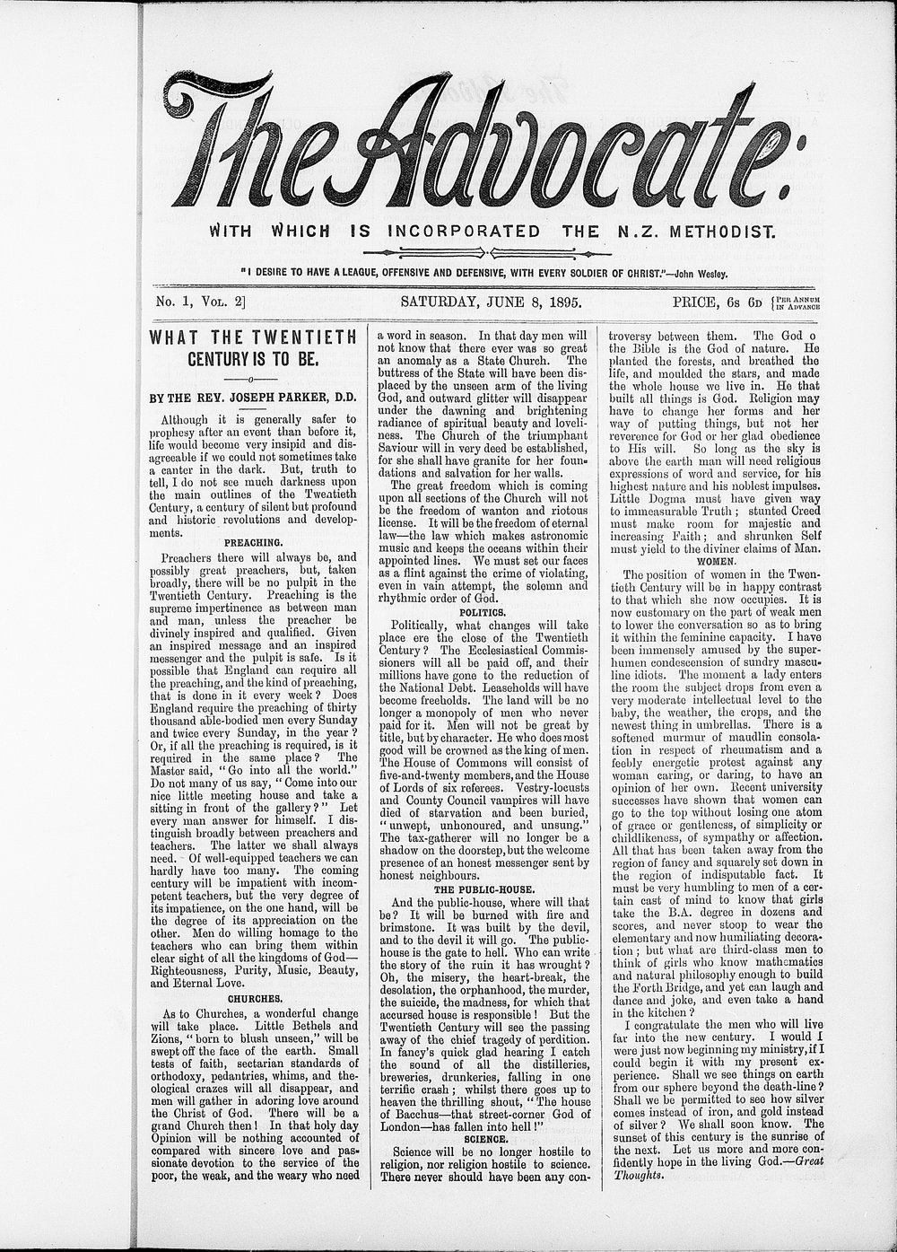 The Advocate: 8th June 1895