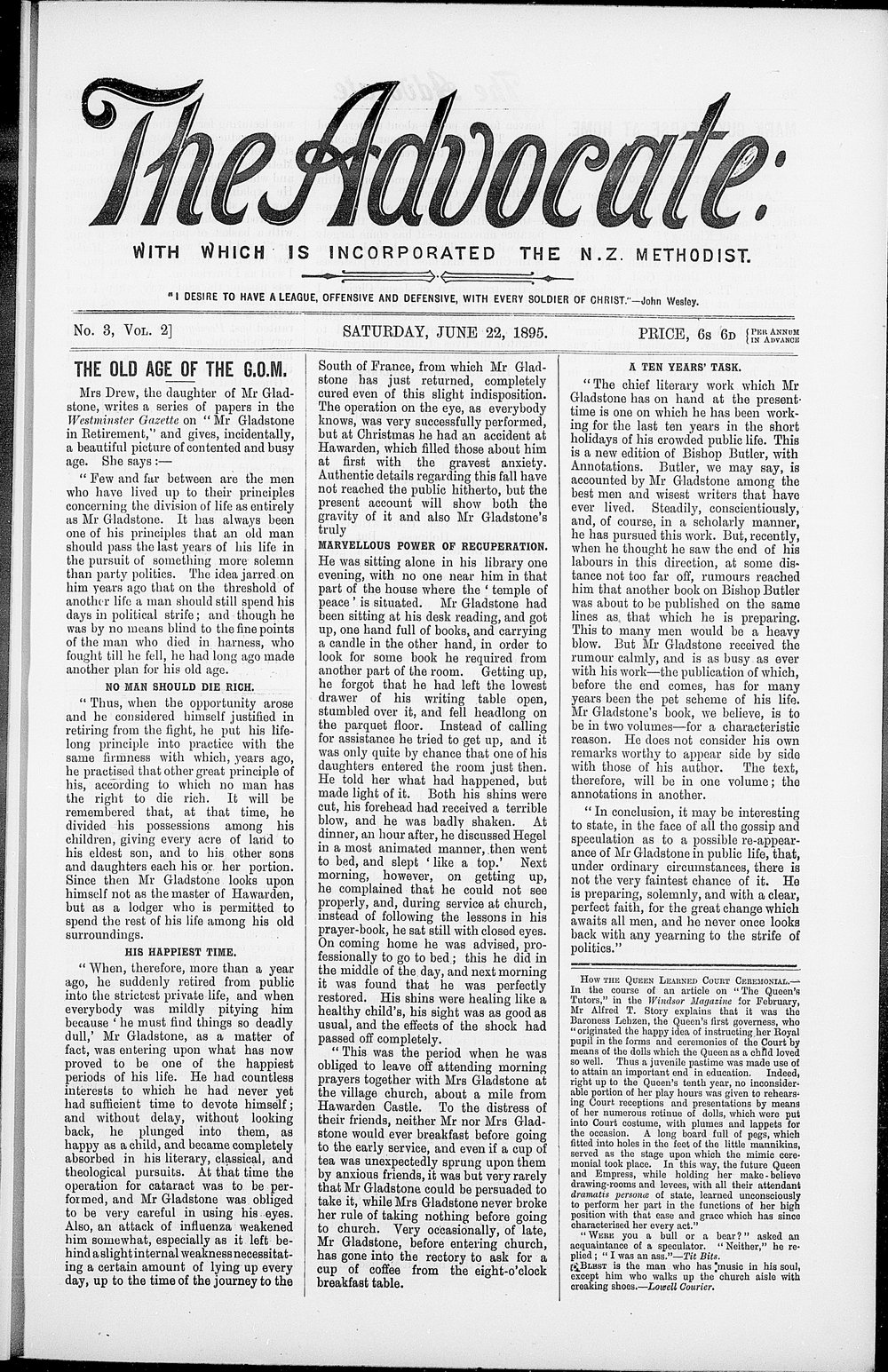 The Advocate: 22nd June 1895