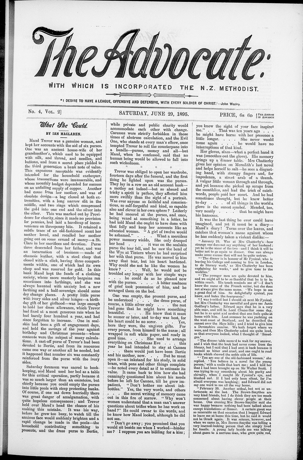 The Advocate: 29th June 1895