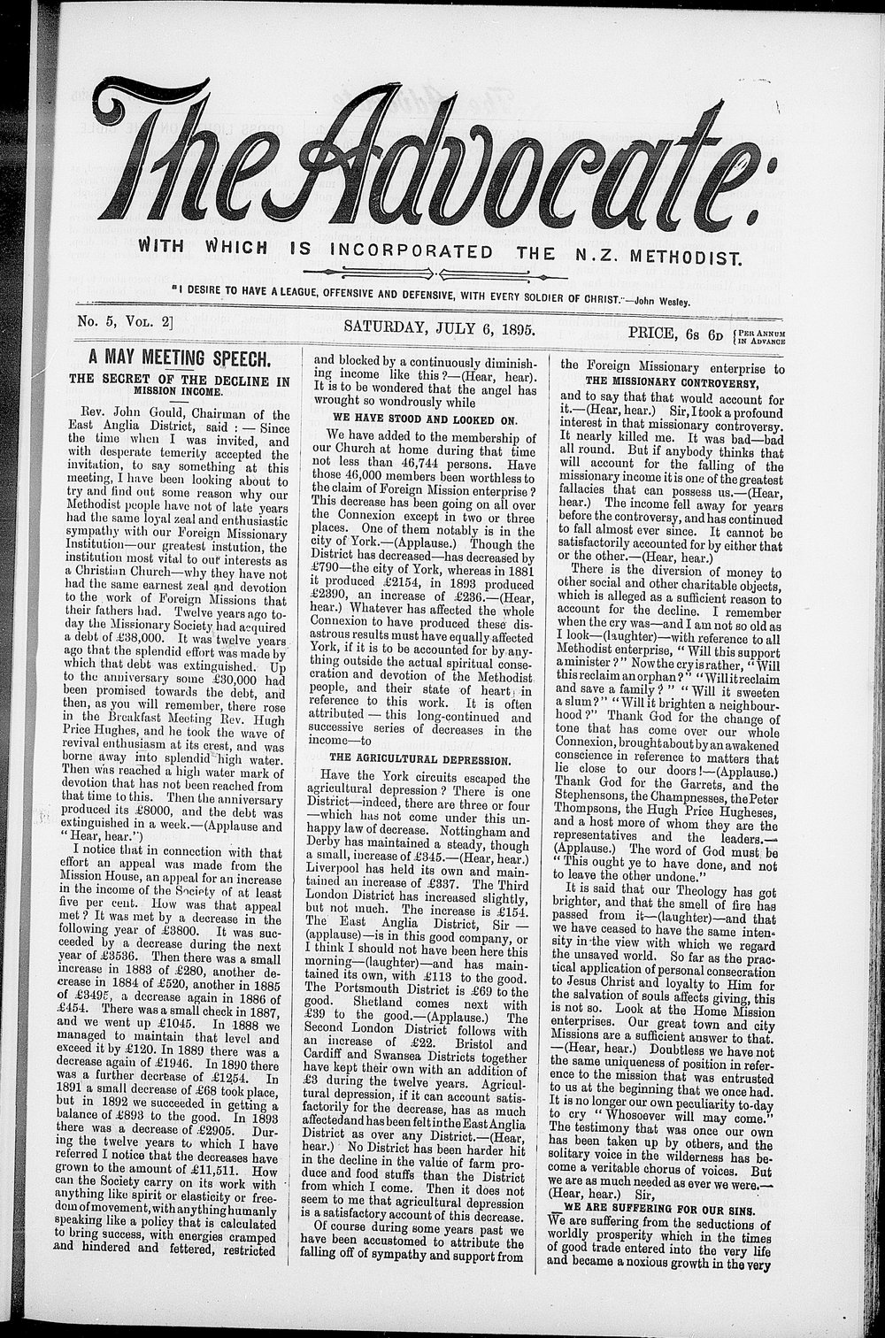 The Advocate: 6th July 1895