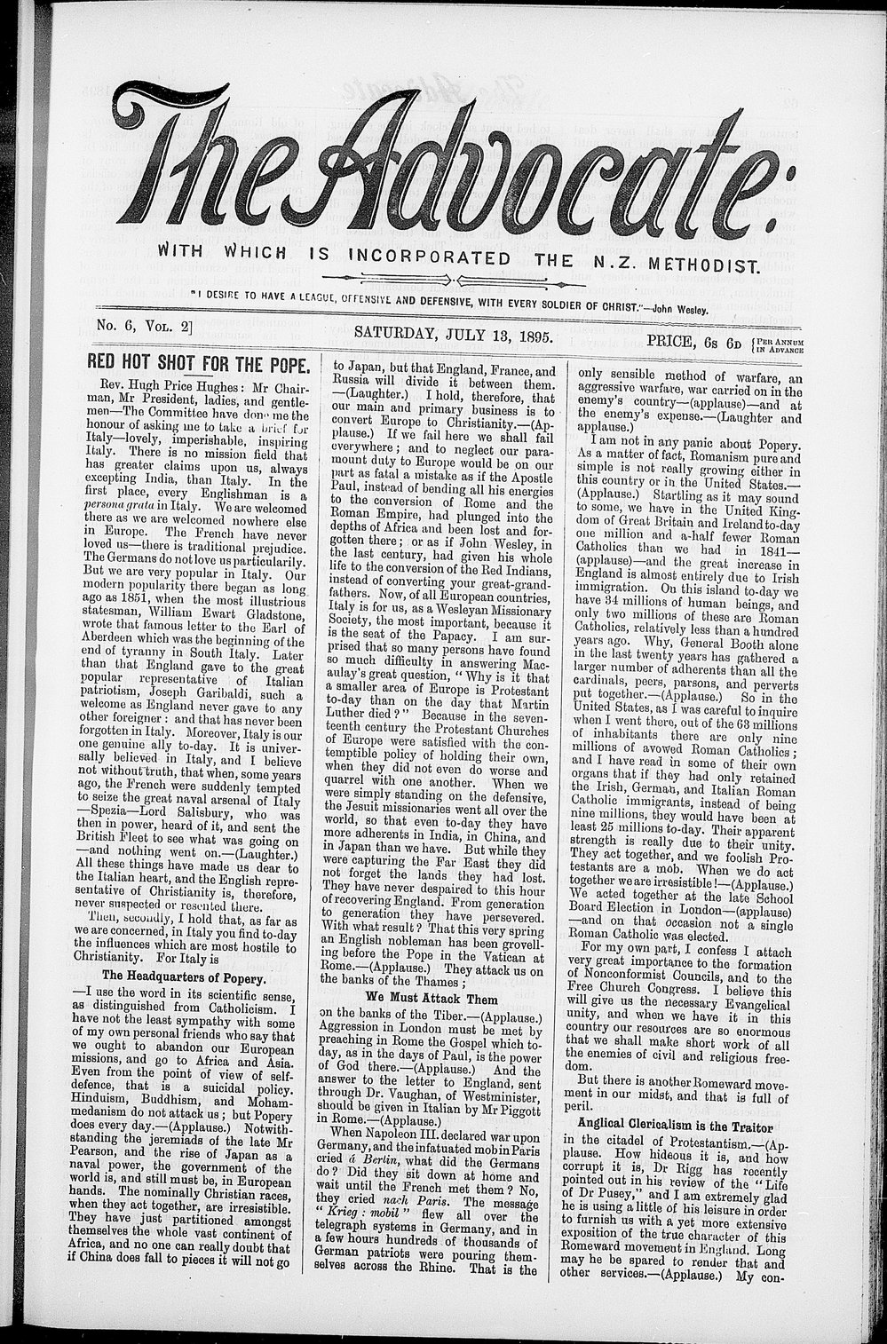 The Advocate: 13th July 1895