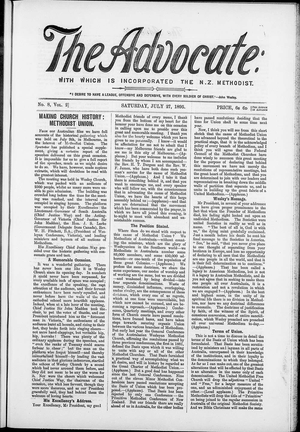 The Advocate: 27th July 1895