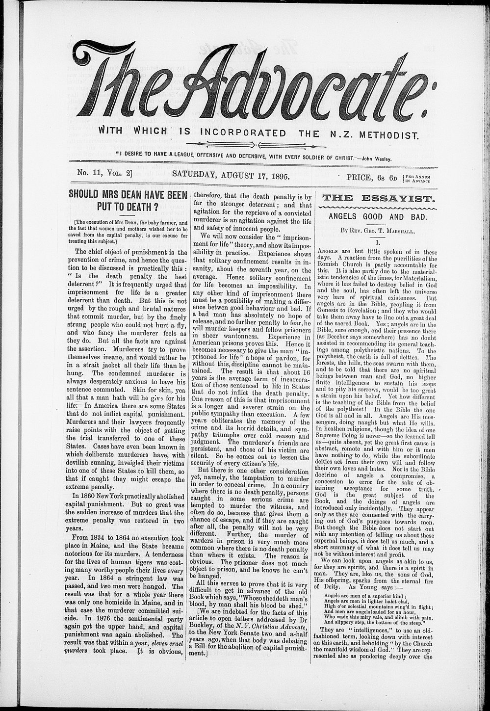 The Advocate: 17th August 1895