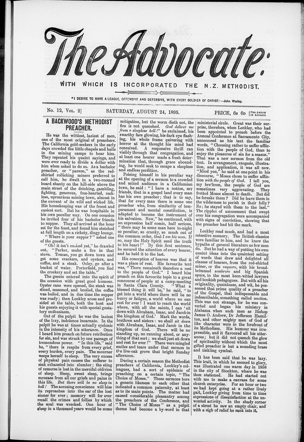 The Advocate: 24th August 1895