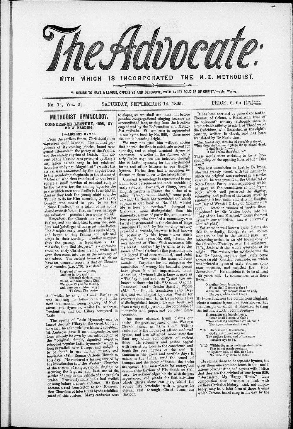 The Advocate: 14th September 1895