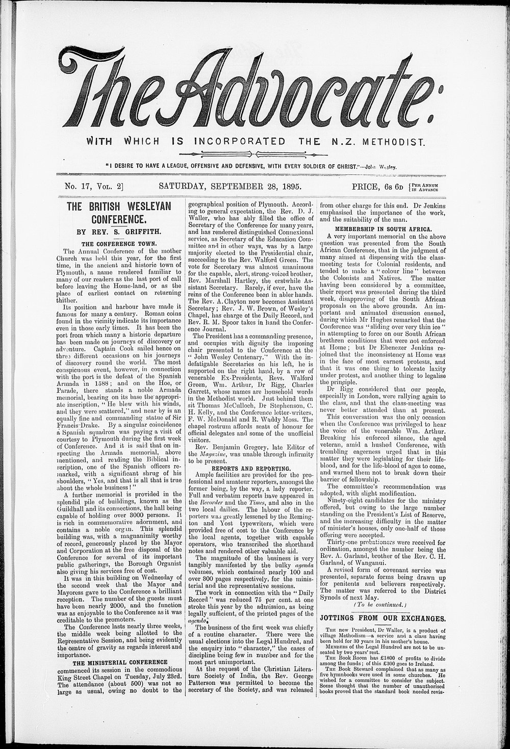 The Advocate: 28th September 1895