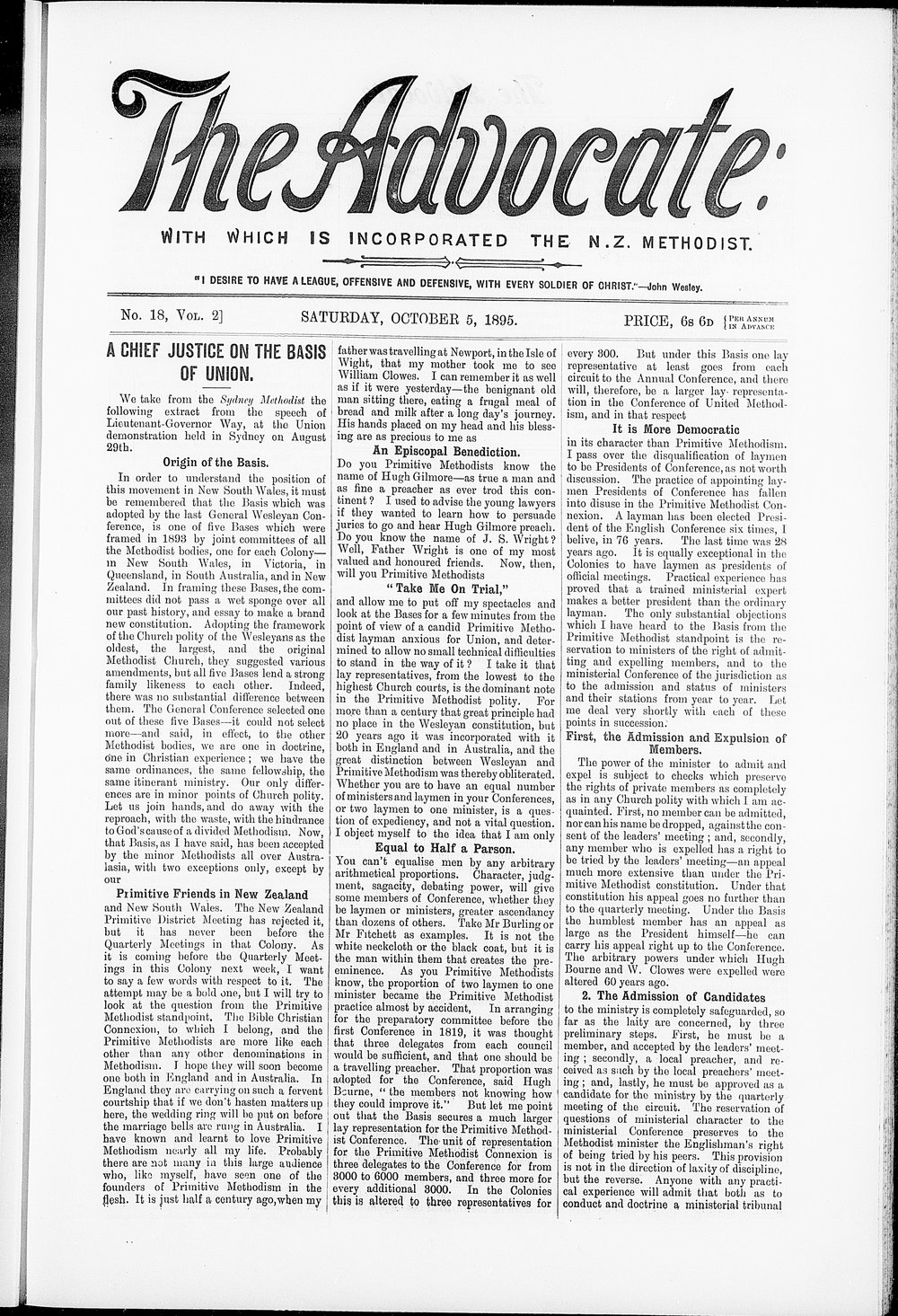 The Advocate: 5th October 1895