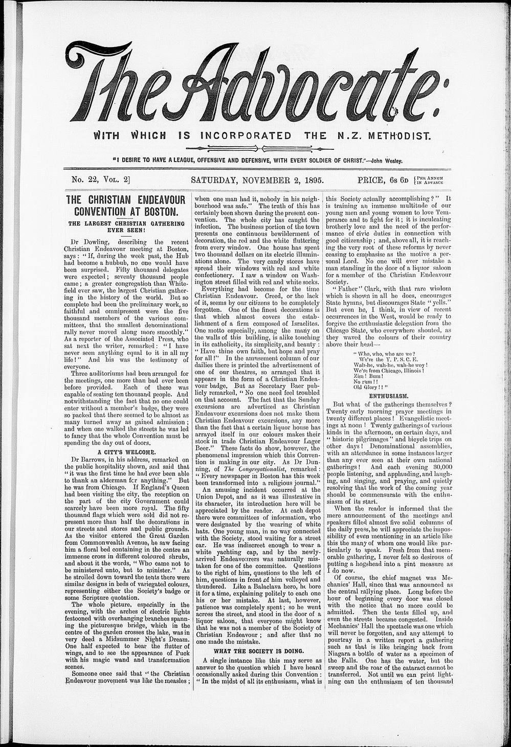 The Advocate: 2nd November 1895