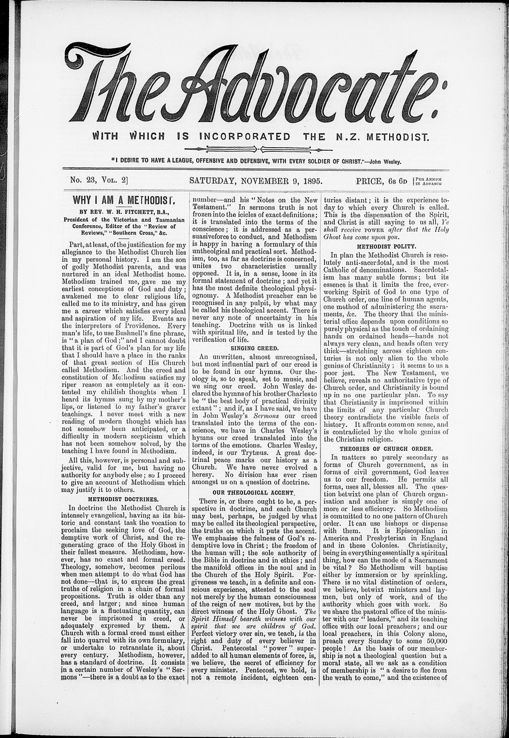 The Advocate: 9th November 1895