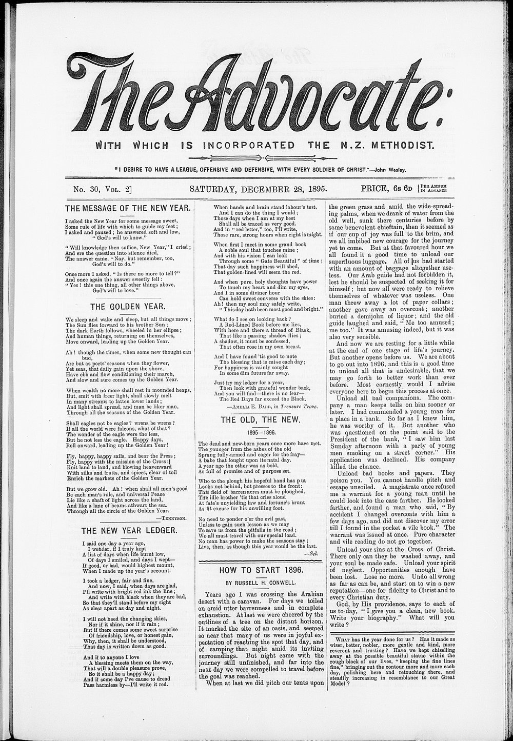 The Advocate: 28th December 1895