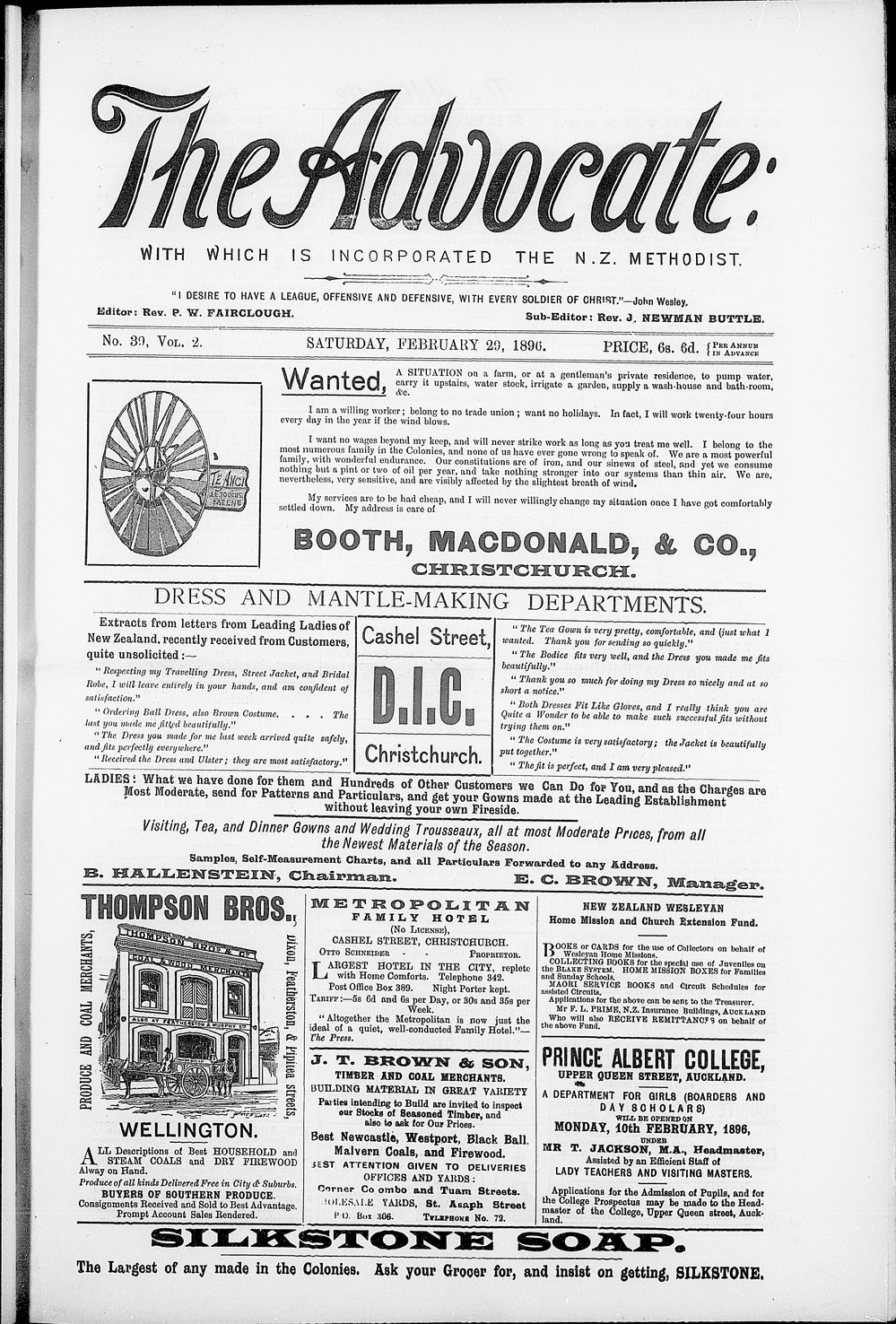 The Advocate: 29th February 1896