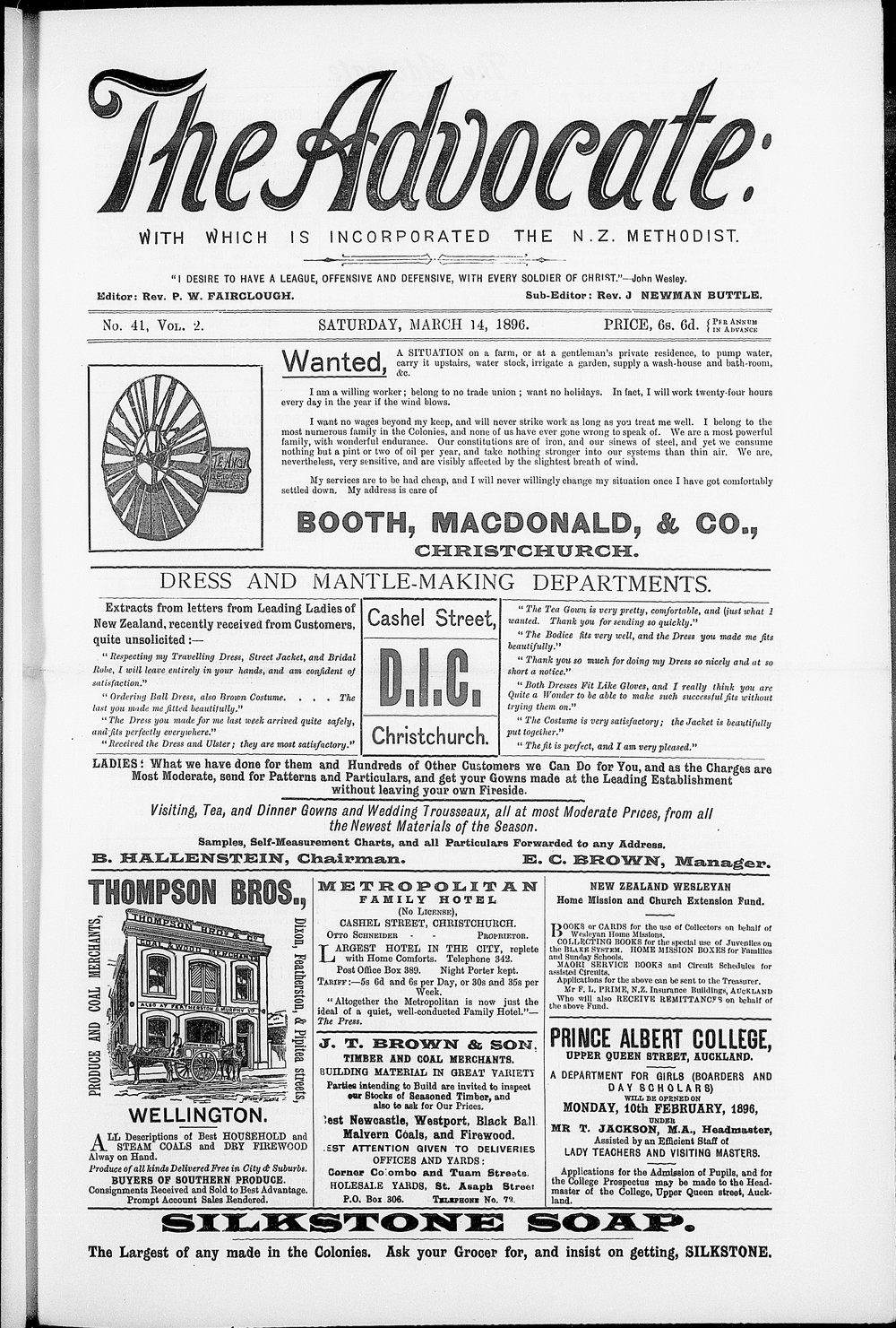The Advocate: 14th March 1896