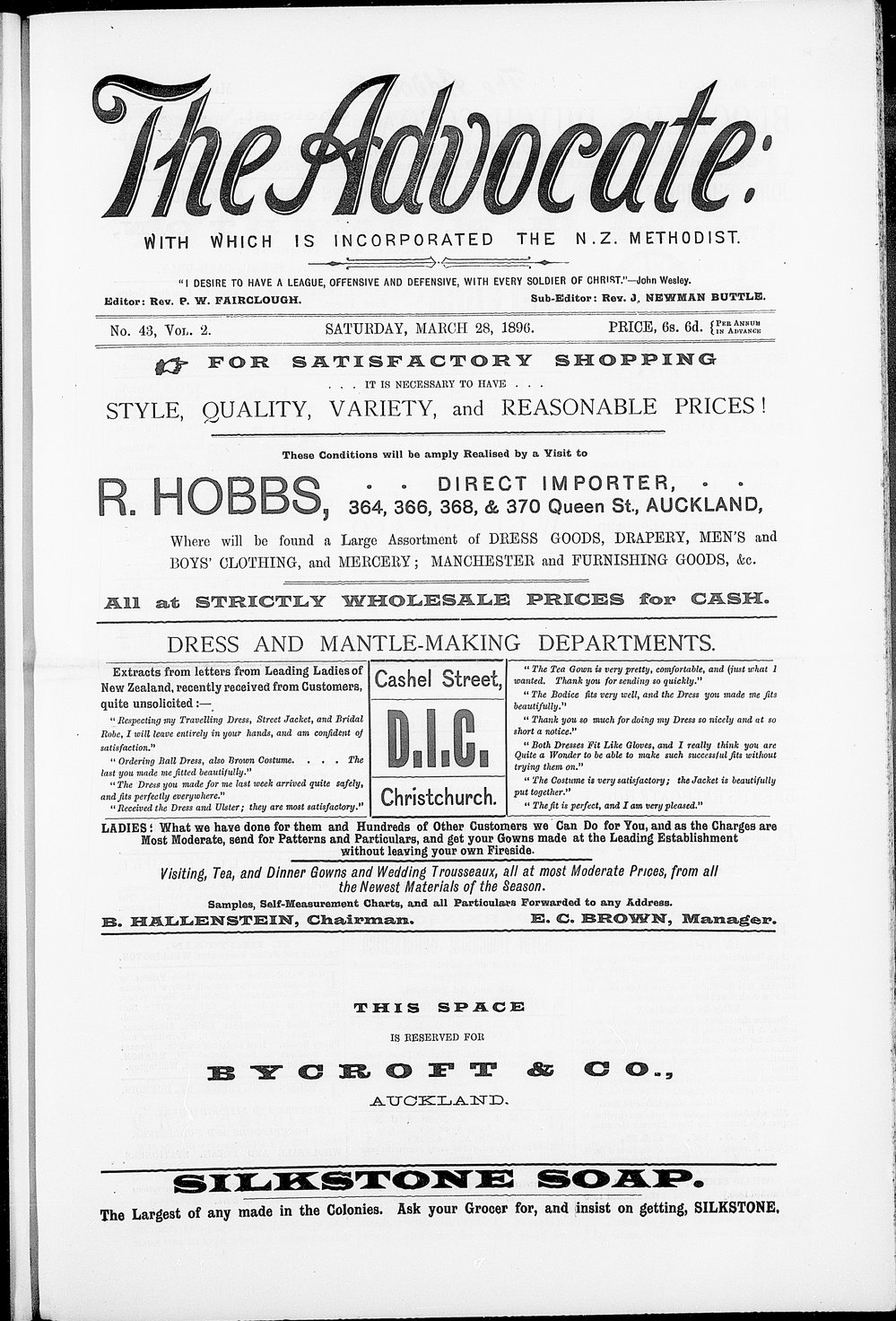 The Advocate: 28th March 1896