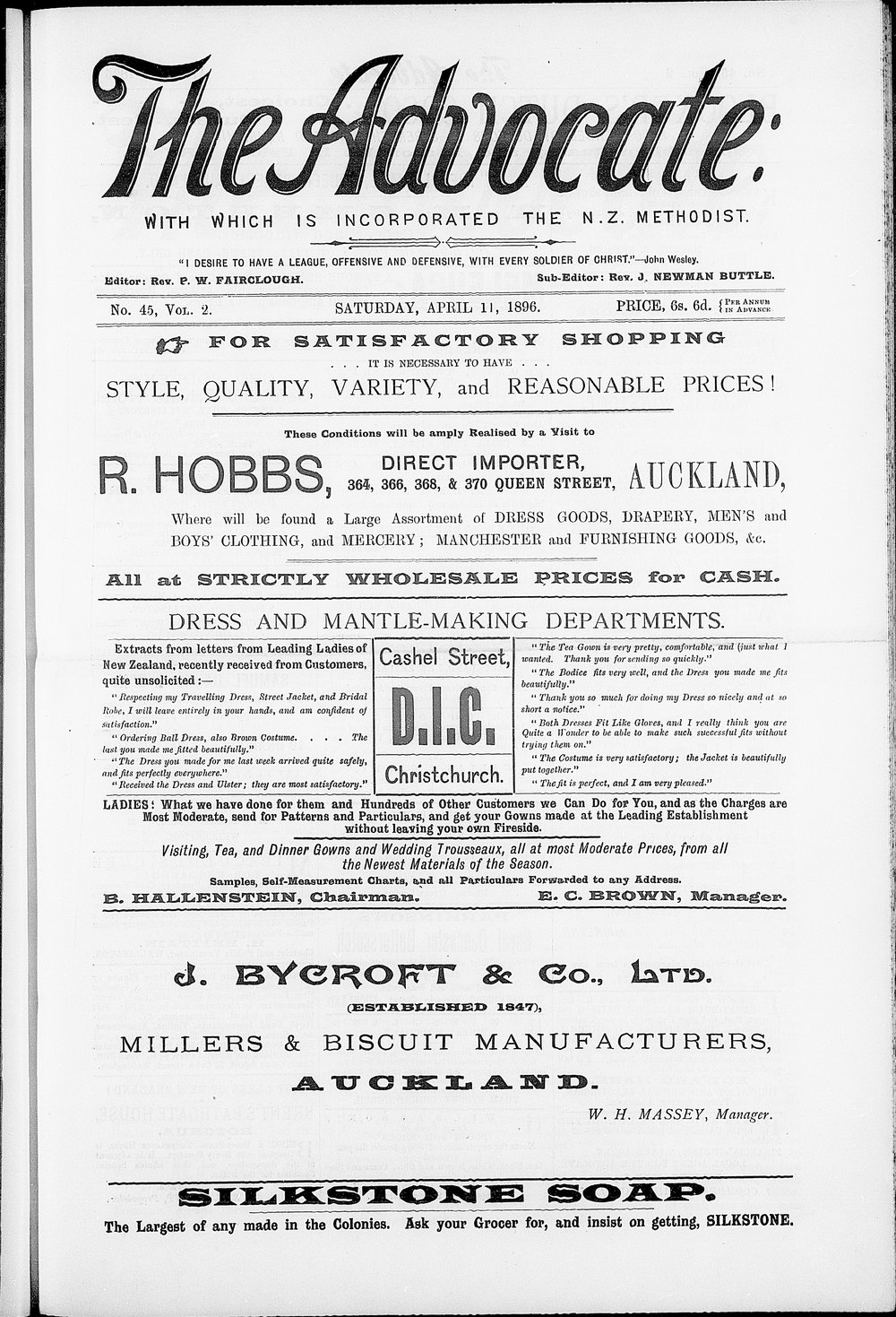 The Advocate: 11th April 1896