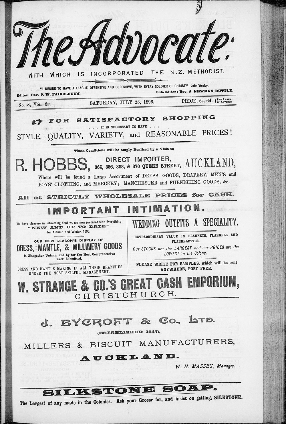 The Advocate: 25th July 1896