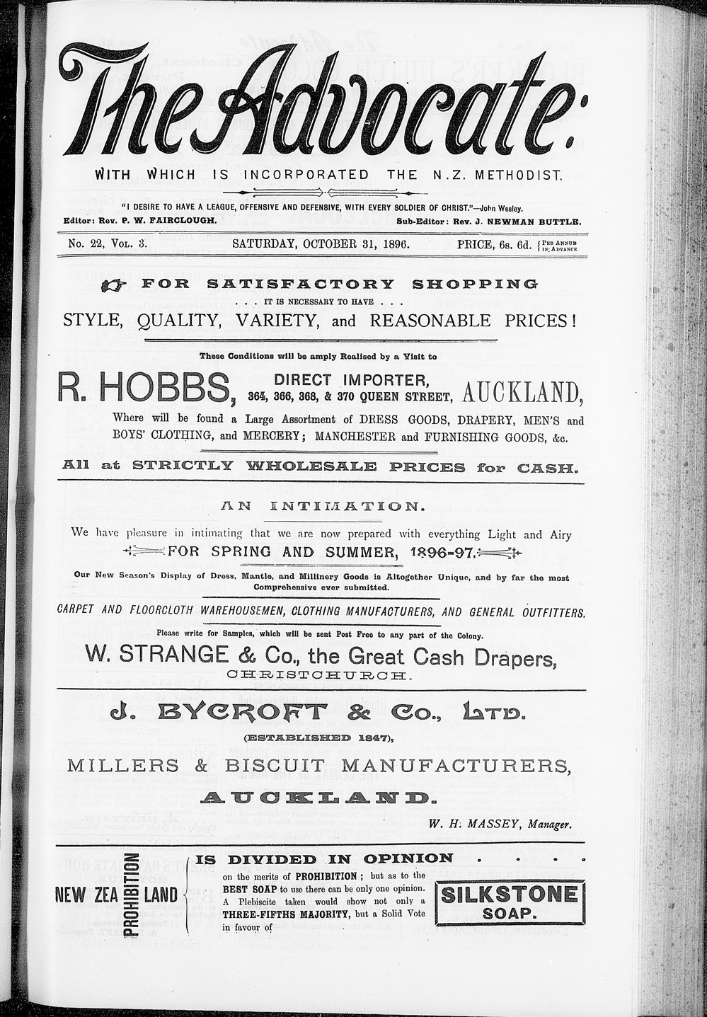 The Advocate: 31st October 1896