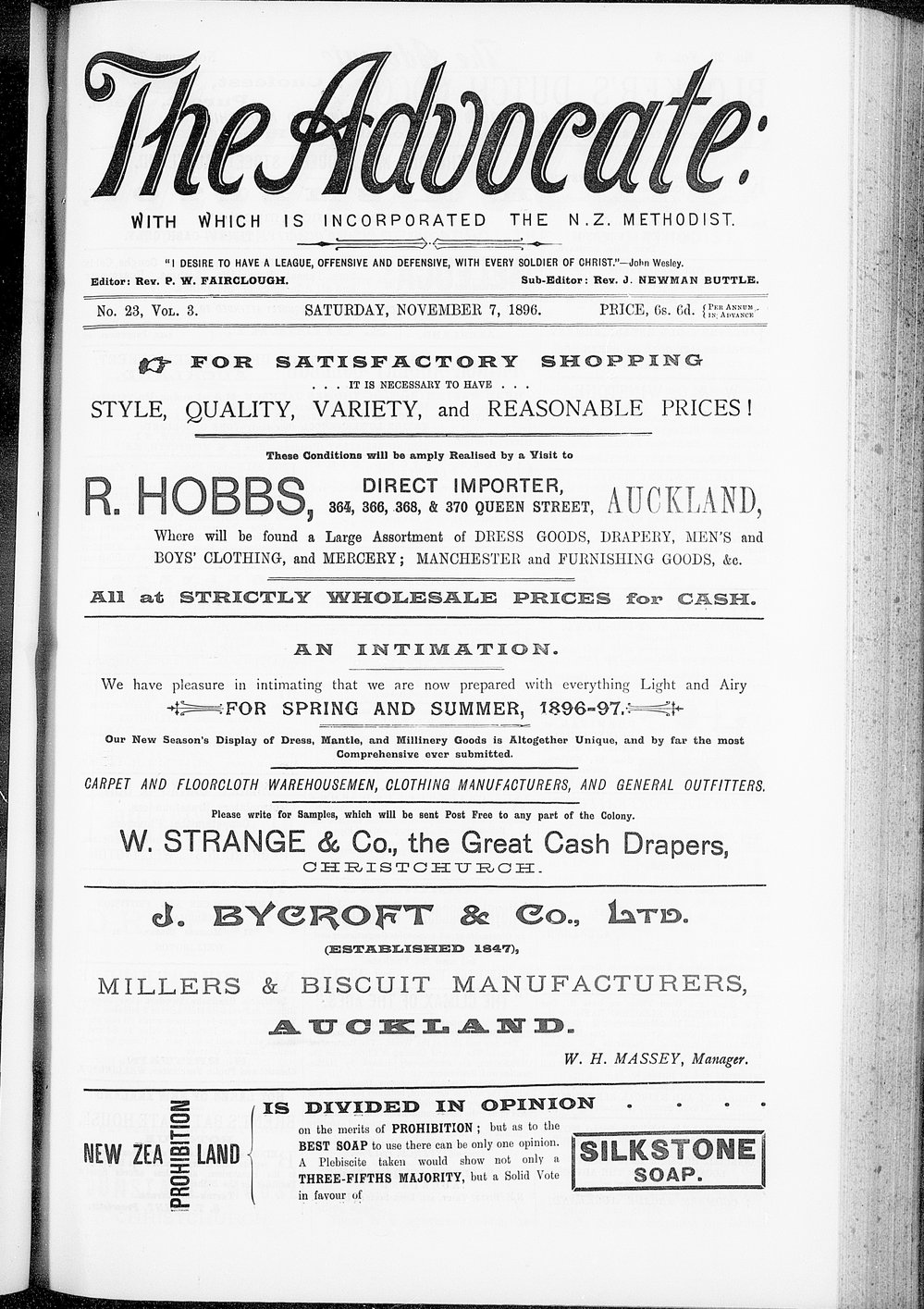 The Advocate: 7th November 1896