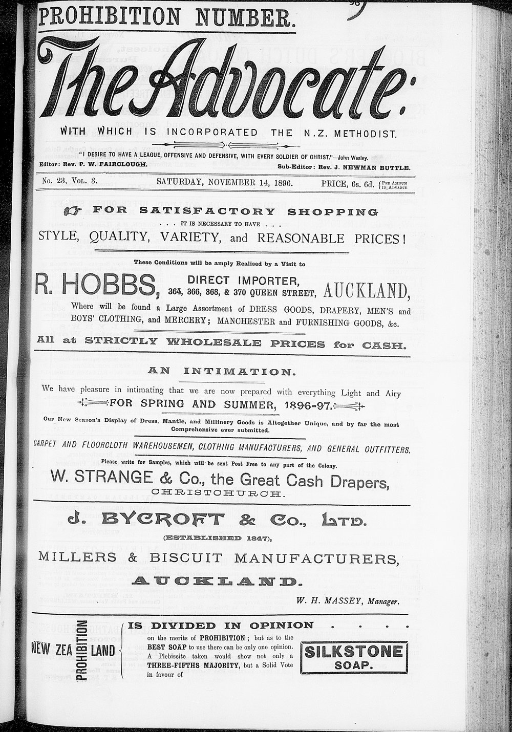 The Advocate: 14th November 1896