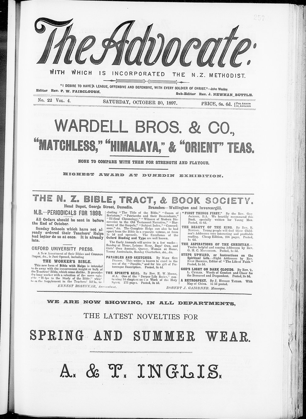 The Advocate: 30th October 1897