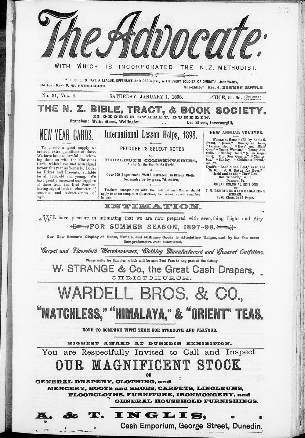 The Advocate: 1st January 1898