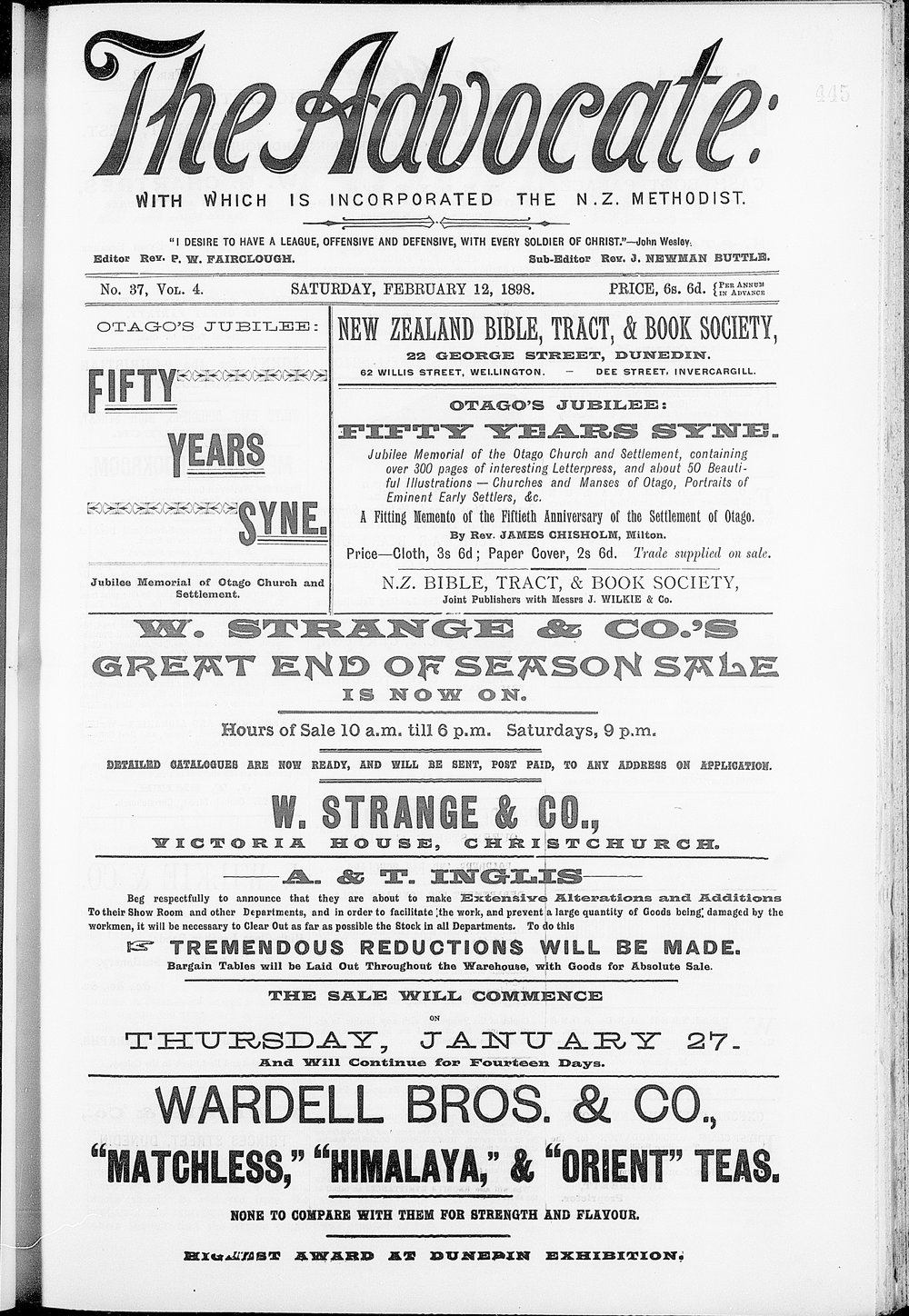 The Advocate: 12th February 1898