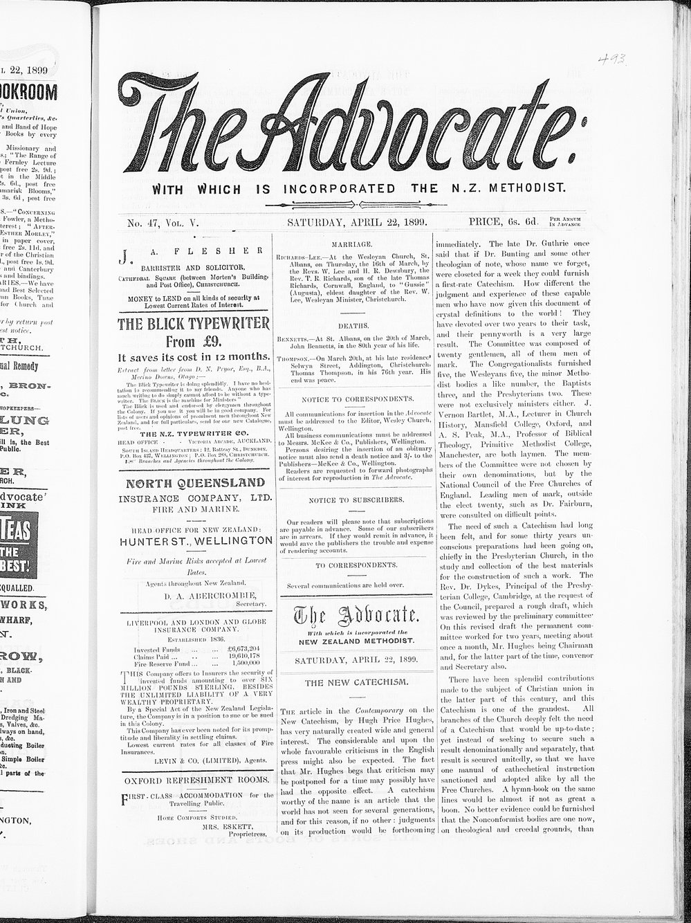 The Advocate: 22nd April 1899