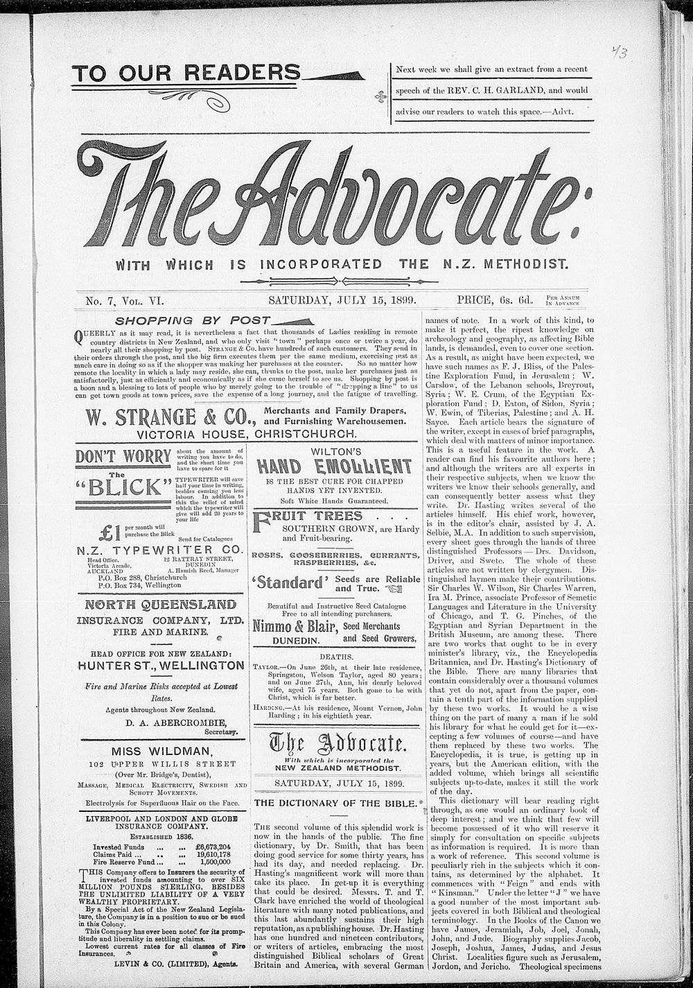 The Advocate: 15th July 1899