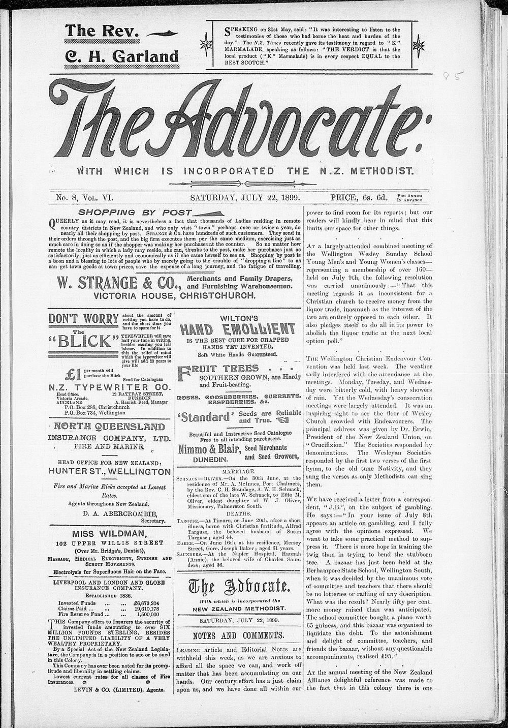 The Advocate: 22nd July 1899