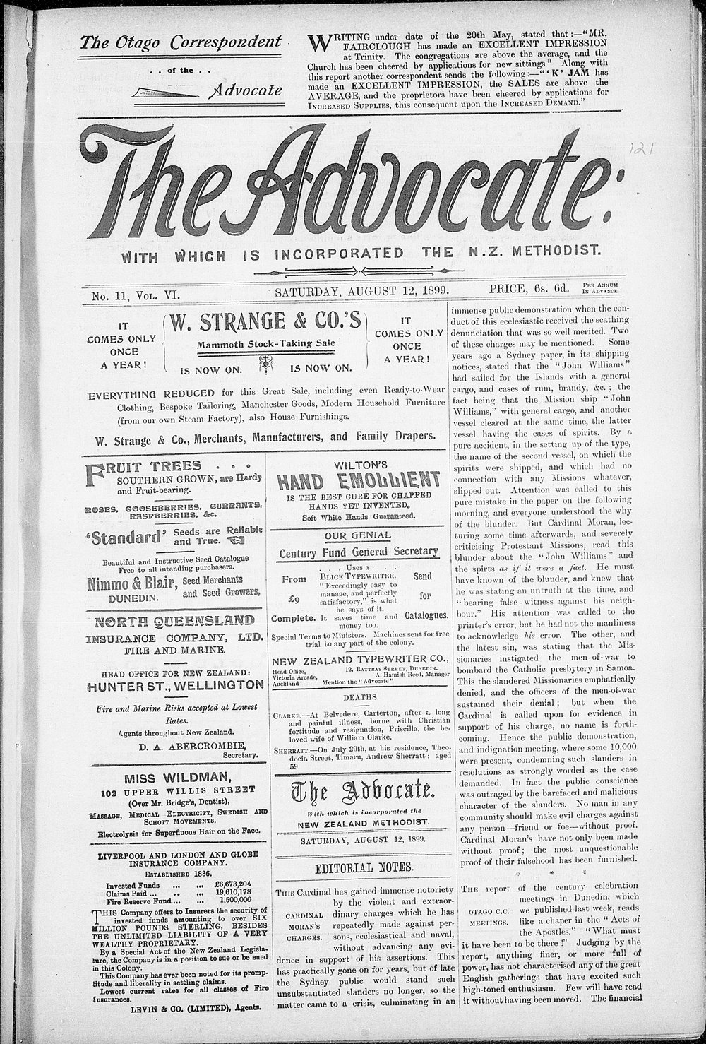 The Advocate: 12th August 1899