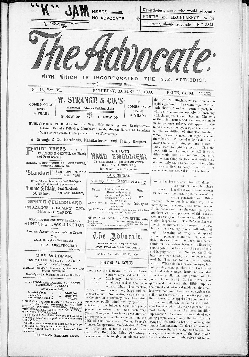 The Advocate: 26th August 1899