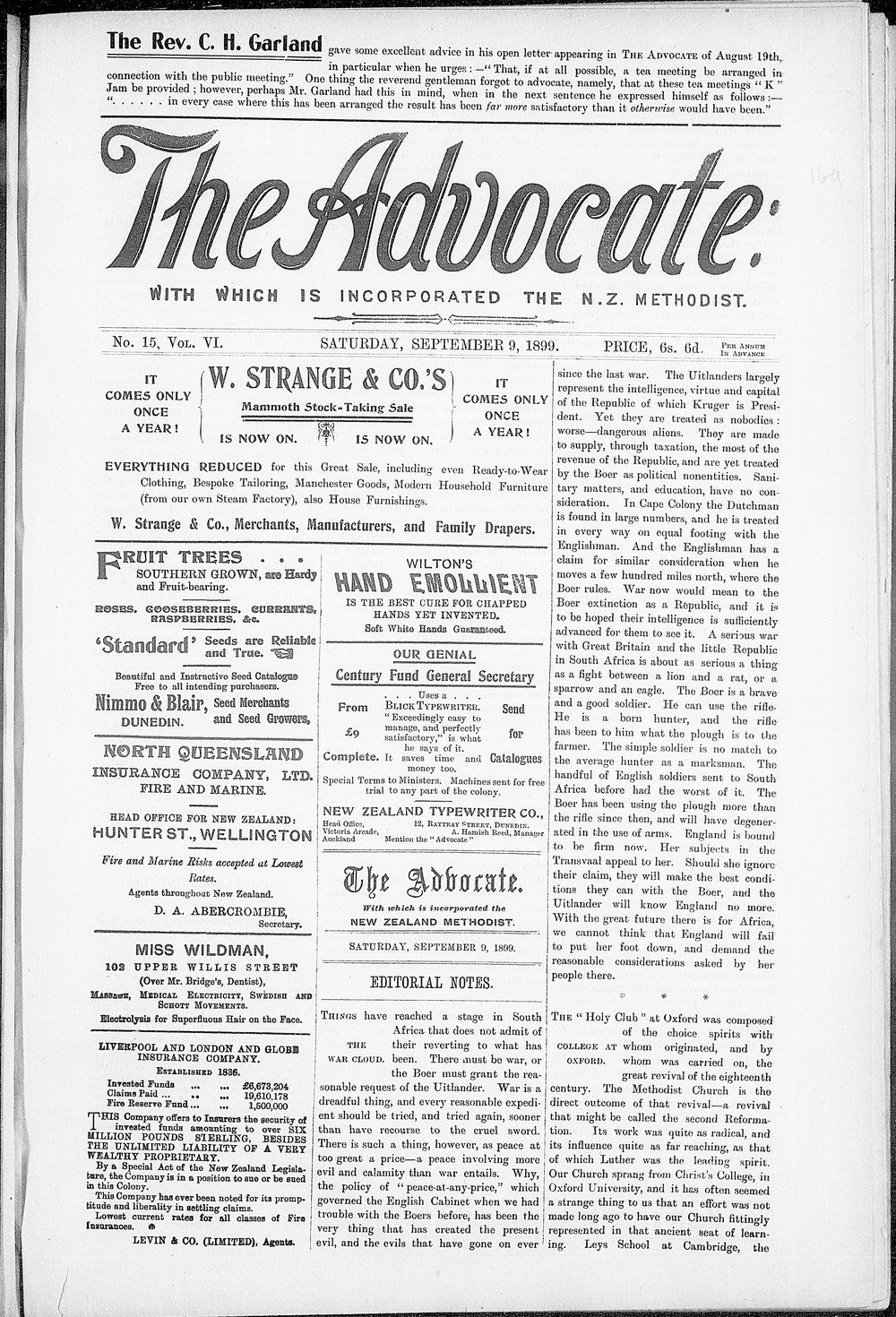 The Advocate: 9th September 1899