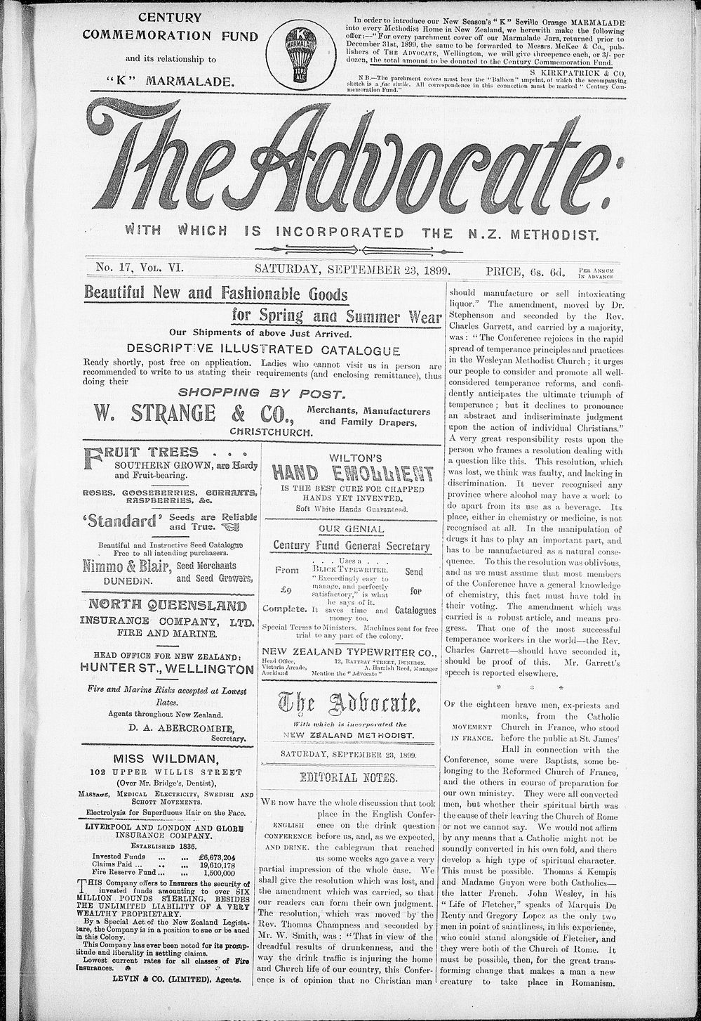 The Advocate: 23rd September 1899