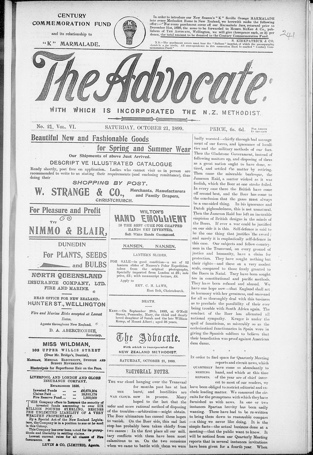 The Advocate: 21st October 1899