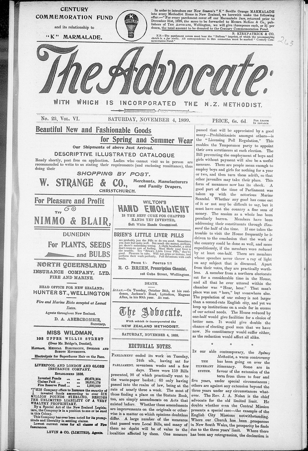 The Advocate: 4th November 1899