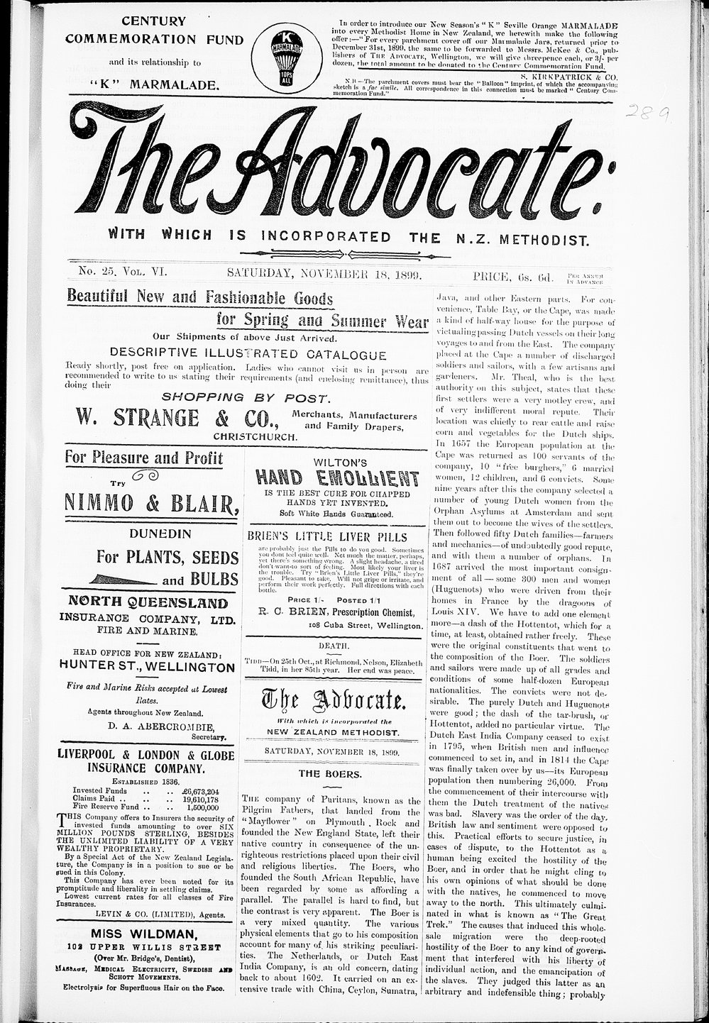 The Advocate: 18th November 1899