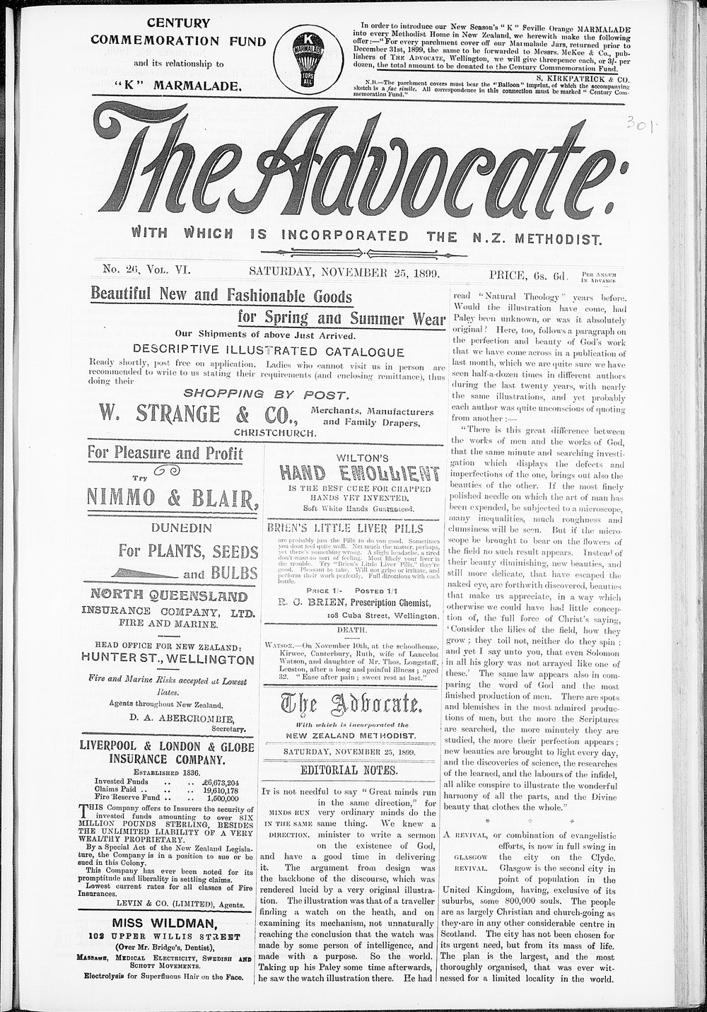 The Advocate: 25th November 1899