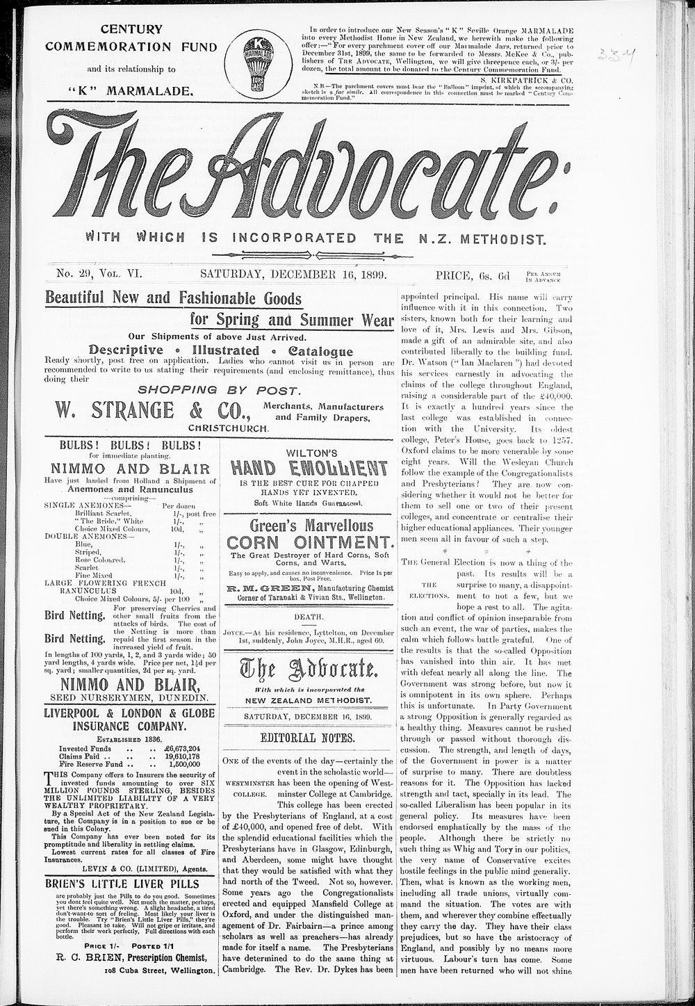 The Advocate: 16th December 1899