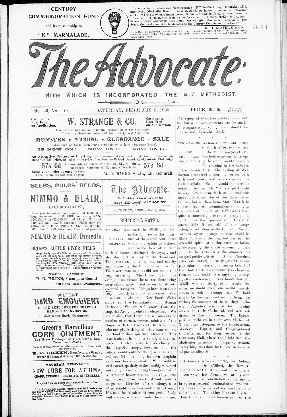 The Advocate: 3rd February 1900